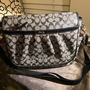 Vintage Coach Black and White w/ pink lining Messenger Bag